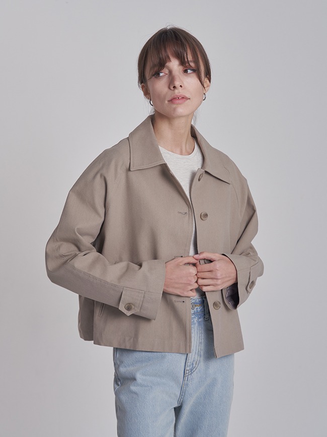 Soft short trench coat - khaki
